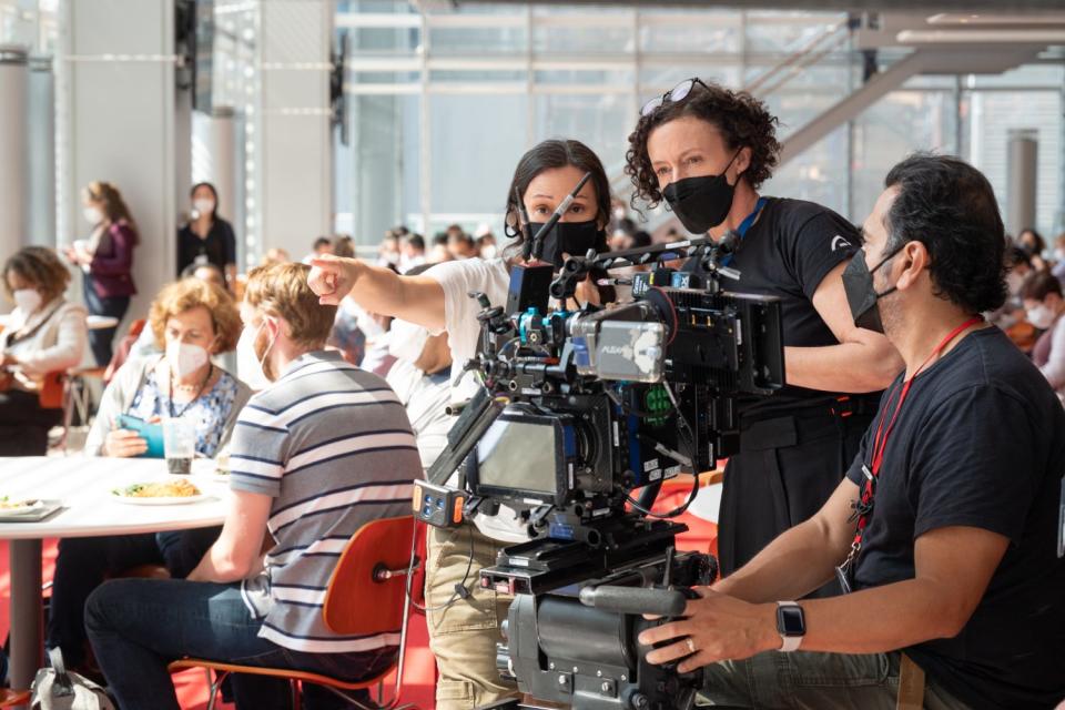 Cinematographer Natasha Braier and director Maria Schrader on the set of “She Said” - Credit: JoJo Whilden/Universal Pictures