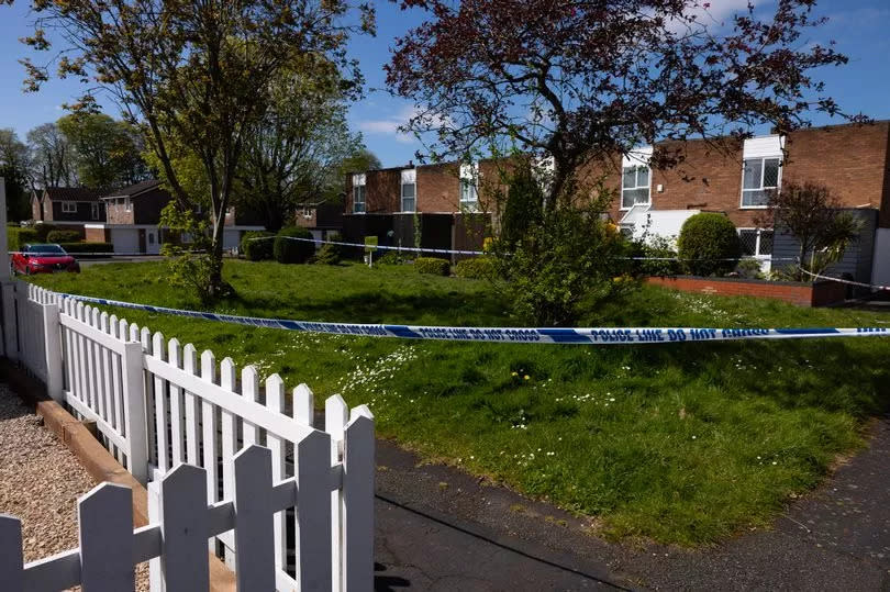 A police scene on Bolde Way in Spital, Wirral after a 90 year old woman was found dead