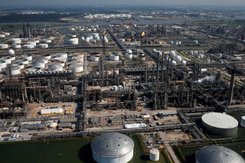 FILE PHOTO: An aerial view of the Shell Deer Park Manufacturing Complex is seen in Deer Park, Texas,