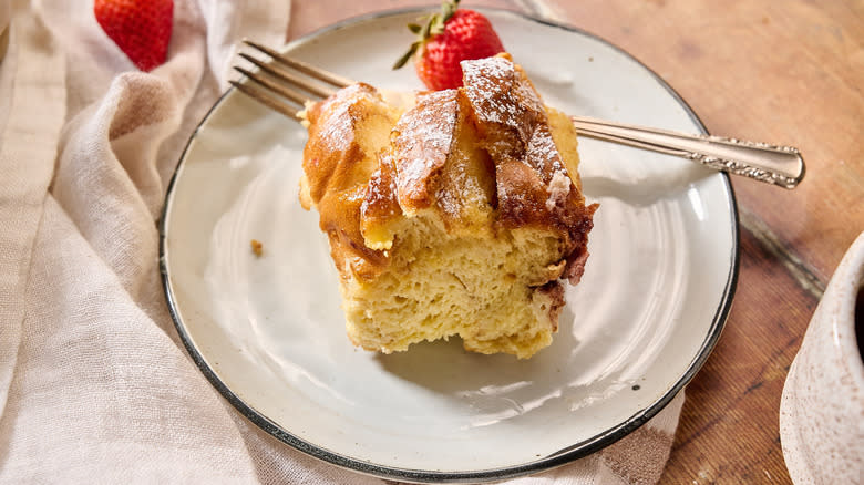 slice of french toast bake on plate