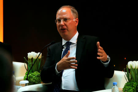 FILE PHOTO: Kirill Dmitriev speaks to media during a news conference at the King Abdulaziz Center for World Culture, Saudi Arabia, June 16, 2018. REUTERS/Hamad I Mohammed/File Photo