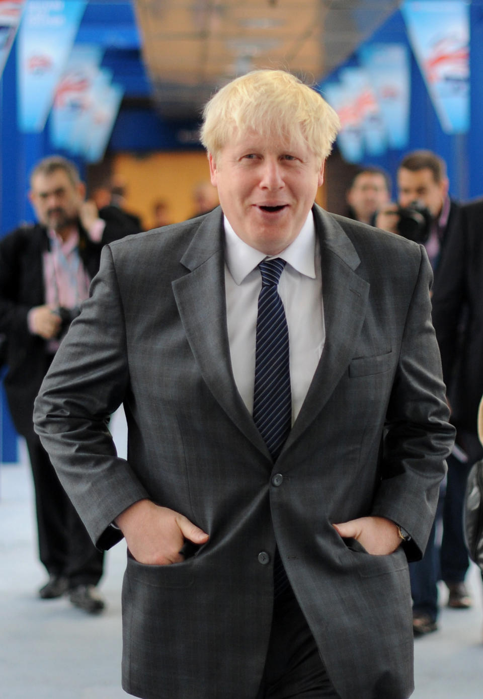 London Mayor Boris Johnson makes his way to address the Conservative Party Conference at the International Convention Centre in Birmingham.