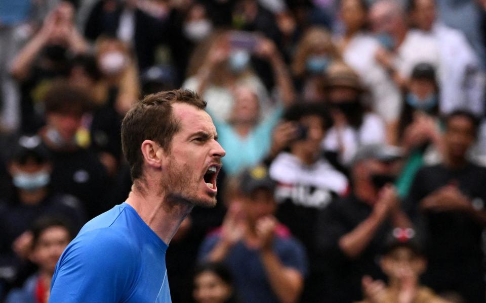 Andy Murray roars with delight after his five-set triumph - REUTERS