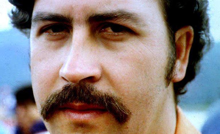 This undated photo shows Medellin drug cartel leader Pablo Escobar at the Envigado Prison in Colombia