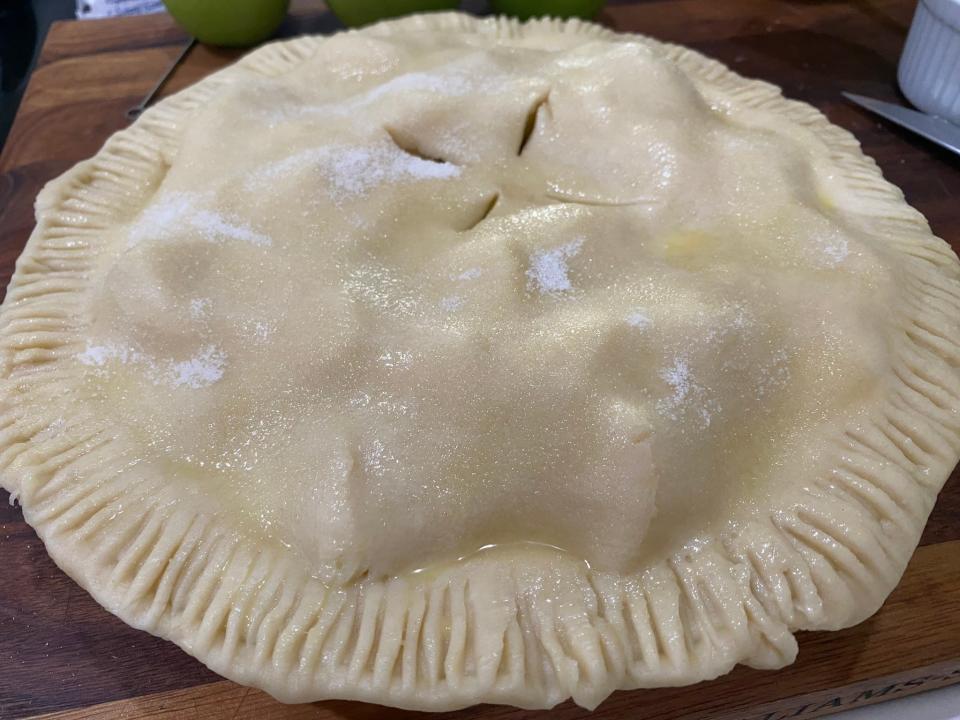 unbaked apple pie ready to go into the oven