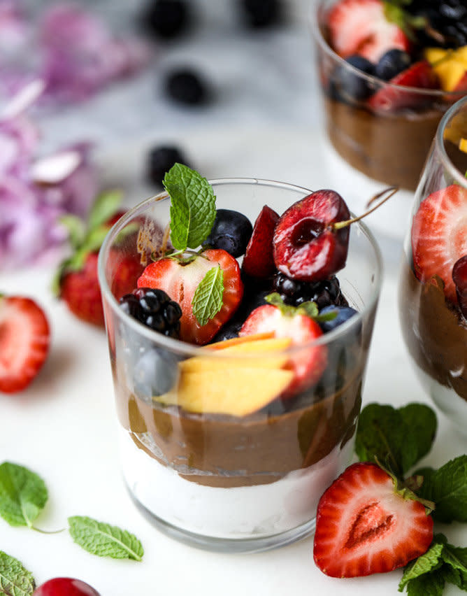<strong>Get the <a href="http://www.howsweeteats.com/2017/07/avocado-chocolate-mousse/" target="_blank">Avocado Chocolate Mousse with Summer Fruit recipe</a>&nbsp;from How Sweet It Is</strong>