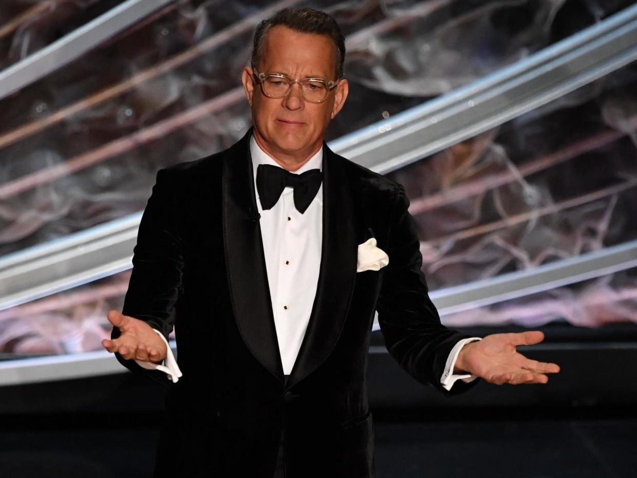 Tom Hanks speaks during the 92nd Oscars on 9 February 2020: MARK RALSTON/AFP via Getty Images