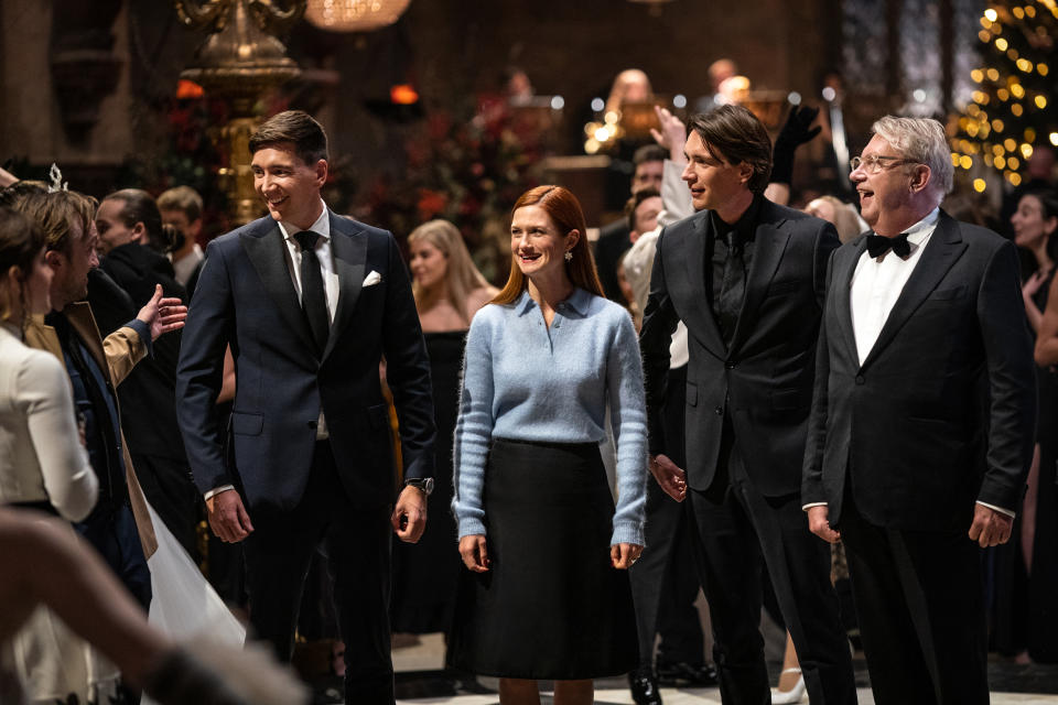 Oliver Phelps, Bonnie Wright, James Phelps and Mark Williams during 