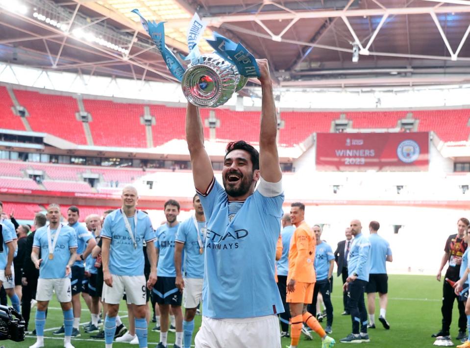 A student of Jurgen Klopp, Ilkay Gundogan captained Manchester City’s treble winners under Pep Guardiola (Reuters)