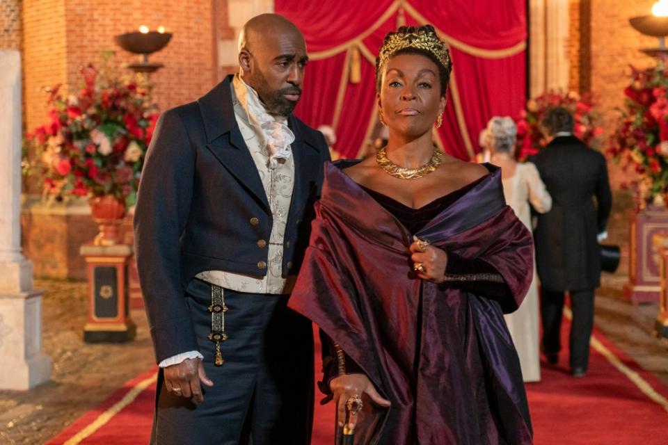 Daniel Francis as Lord Anderson and Adjoa Andoh as Lady Agatha Danbury in episode 304 of “Bridgerton.” (Photo by Liam Daniel/Netflix © 2024)