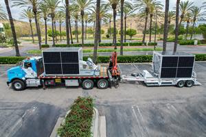 Scaling electric vehicles charging infrastructure is now within reach. Combined with a crane truck and an ARC Mobility trailer, customers can relocate of deploy two EV ARC solar EV chargers in one trip.