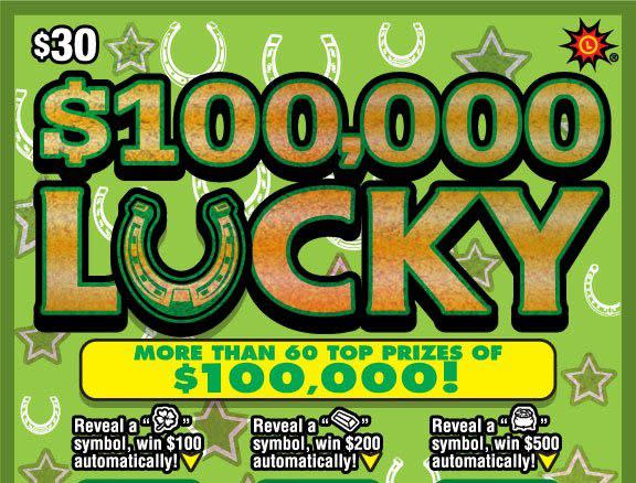 Maryland Lottery's $100,000 Lucky scratch off ticket.