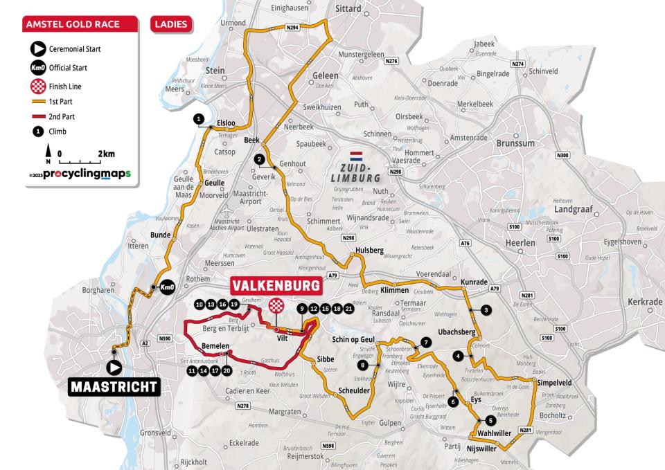 Amstel Gold Race Ladies Edition Route Map 2023