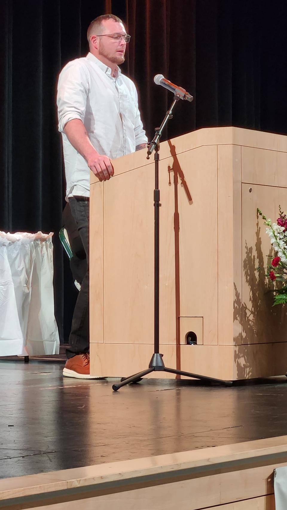 Isles Maskell, of Dover, was the featured speaker at the Dover Adult Learning Center graduation on June 20, 2023.