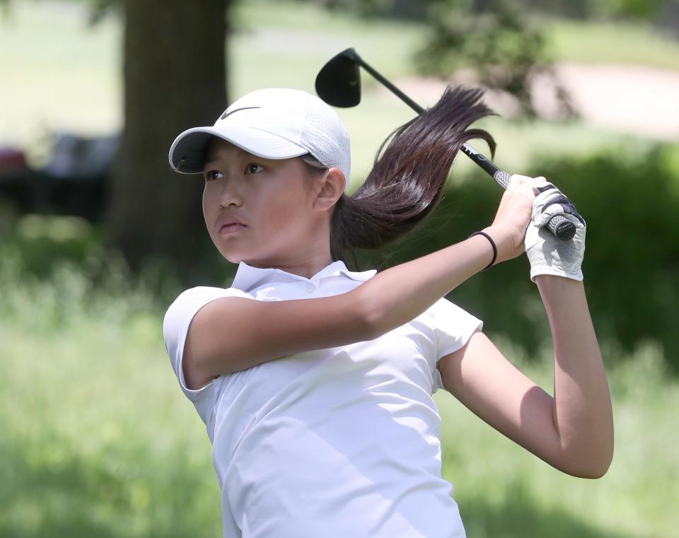 Ursuline eighth-grader Nina Choe, shown here in the final round of the Section 1 girls championship at Whippoorwill, came in second at the NYSPHSAA championship on Monday, June 6, 2022.