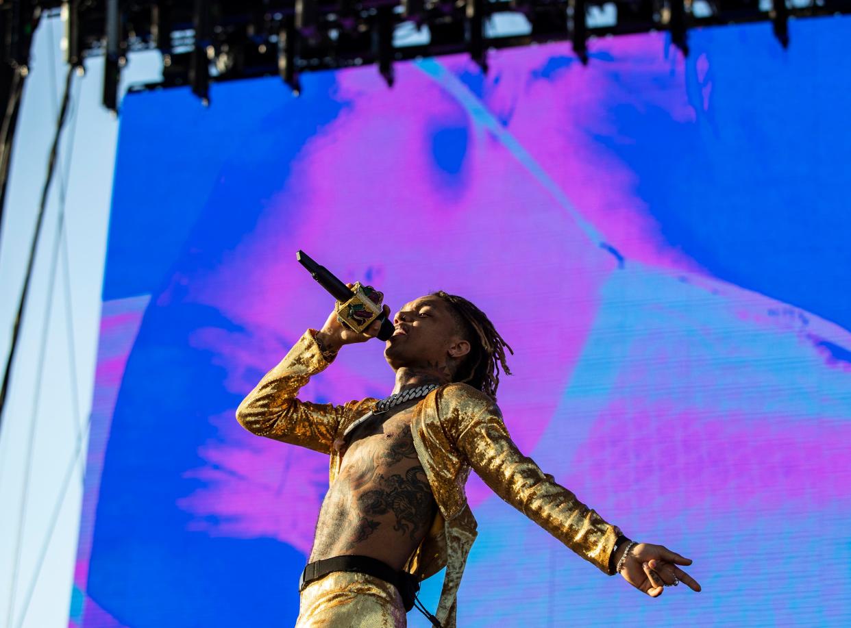 Swae Lee of Rae Sremmurd performs at the Outdoor theatre during the Coachella Valley Music and Arts Festival at the Empire Polo Club in Indio, Calif., Saturday, April 22, 2023. 