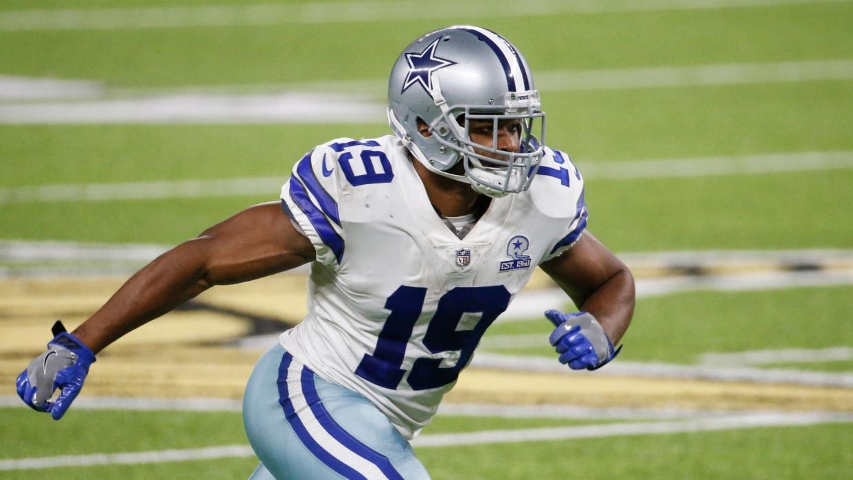 Mandatory Credit: Photo by Bruce Kluckhohn/AP/Shutterstock (11030084e)Dallas Cowboys wide receiver Amari Cooper runs up field during an NFL football game against the Minnesota Vikings, in MinneapolisCowboys Football, Minneapolis, United States - 22 Nov 2020.