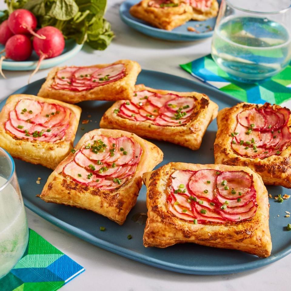 radish recipes upside down puff pastry radish tarts