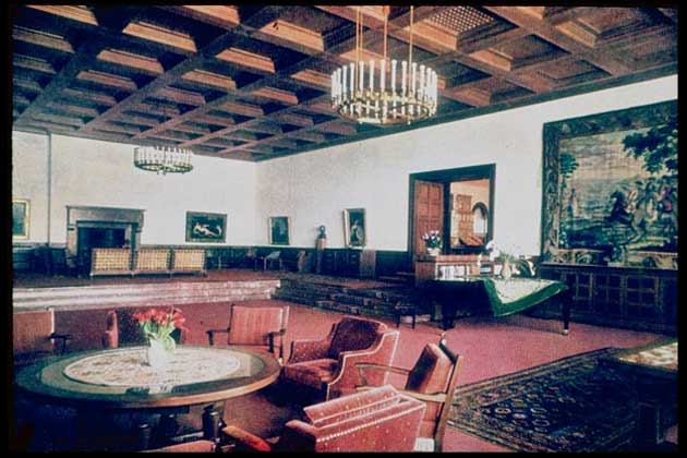 Interior view of the massive offfice of German Fuhrer Adolf Hitler in the Reichskanzlei (Reichs Chancellery, Berlin, Germany, late 1930s or early 1940s. (Photograph by Hugo Jaeger/Time & Life Pictures) Interior view of the Great Room of the Berghof (formerly known as Haus Wachenfeld), Adolf Hitler's estate in Berchtesgaden, Upper Bavaria, Germany, late 1930s. (Photo by Hugo Jaeger/Timepix/Time Life Pictures/Getty Images)