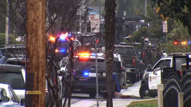 PHOTO: A man was barricaded inside a Valinda, Calif., home for hours after exchanging gunfire with sheriff's deputies and shooting at pedestrians on the street, officials say. (KABC)