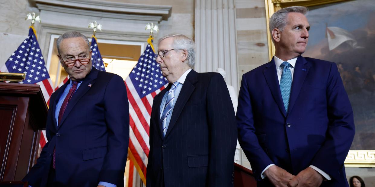 Senate Majority Leader Chuck Schumer, Senate Minority Leader Mitch McConnell, Speaker of the House Kevin McCarthy