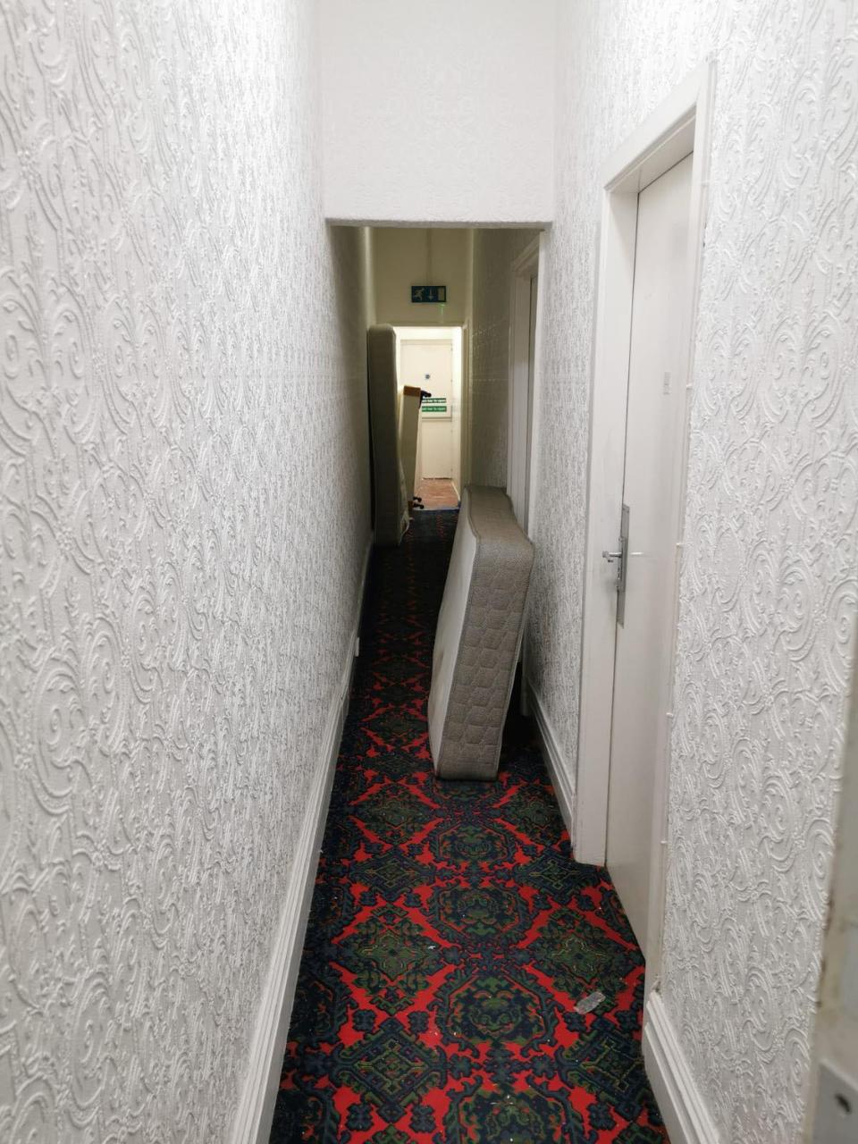 The couple found mattresses lining a hallway. (Kennedy)