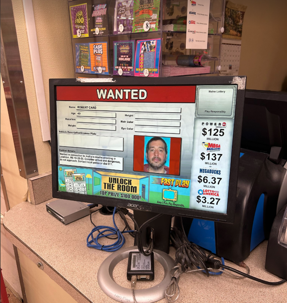 Authorites across Maine continue looking for Card. Pictured is a computer at a Shaw’s supermarket 20 miles from Lewiston (Andrea Blanco/The Independent)