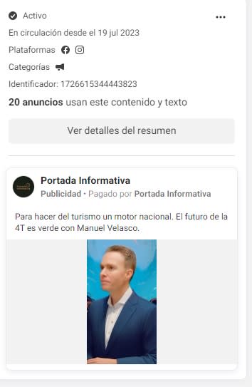 Manuel Velasco, senador con licencia y exgobernador de Chiapas, apoyado por el Partido Verde, es quien más gastó en publicidad de Facebook al destinar 2 millones 910 mil 864 pesos. 