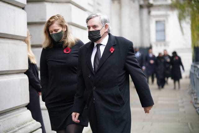 Former prime minister Gordon Brown and wife Sara