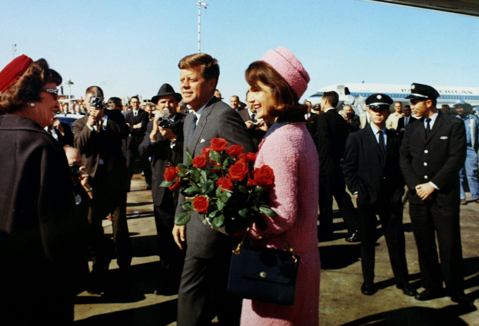 - PHOTO TAKEN 22NOV1963 - President John F. Kennedy and first lady Jacqueline Bouvier Kennedy arrive at Love Field in Dallas, Texas less than an hour before his assassination in this November 22, 1963 photo by White House photographer Cecil Stoughton obtained from the John F. Kennedy Presidential Library in Boston. The 40th anniversary of Kennedy's assassination will be on November 22, 2003.
??? USE ONLY  
(Credit : JFK Library/The White House/Cecil Stoughton)