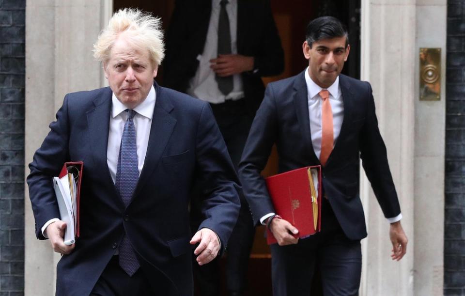 Prime minister Boris Johnson and chancellor Rishi Sunak (Jonathan Brady/PA)