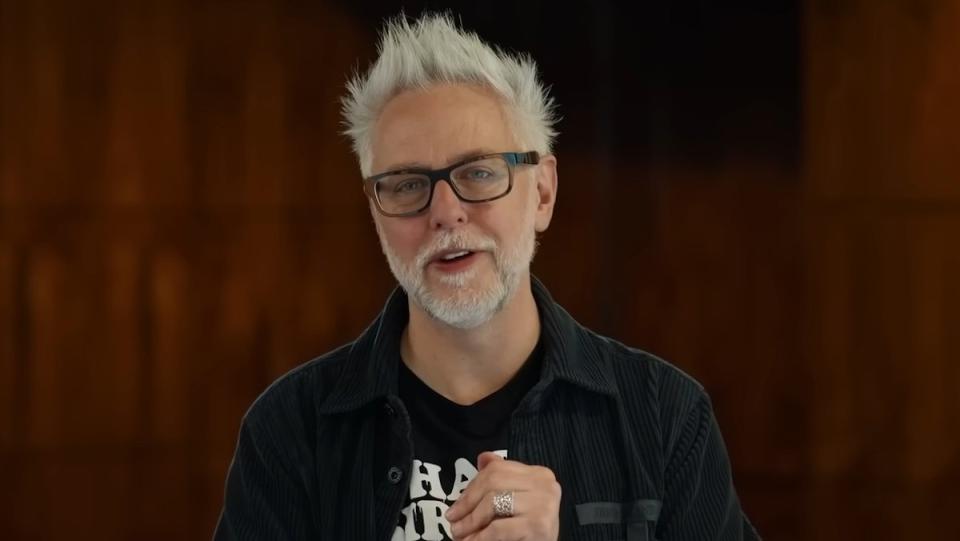 James Gunn in glasses and a black jacket and t-shirt