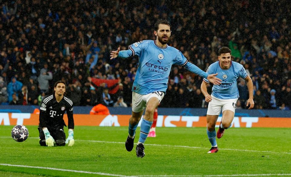 Bernardo Silva scored City’s second goal, from a terrible Dayot Upamecano mistake (Action Images via Reuters)