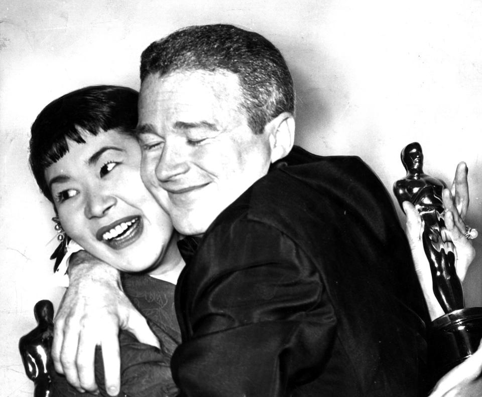 <p>Miyoshi Umeki was the first East-Asian actress to win an Oscar, for the drama <em>Sayonara</em>. Her onscreen fiancé in the film, Red Buttons, also won that night.</p>