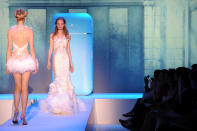 PARIS, FRANCE - JULY 02: Models walk the runway during the Zahia Couture show as part of Paris Fashion Week Fall / Winter 2013 at Hotel Salomon de Rothschild on July 2, 2012 in Paris, France. (Photo by Pascal Le Segretain/Getty Images)