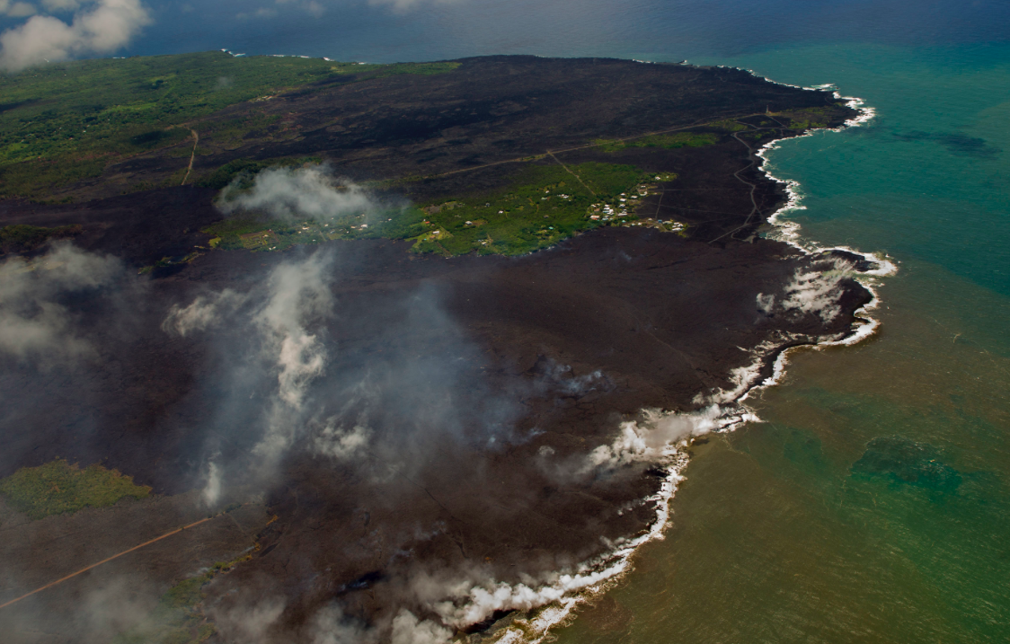 <em>Most of the Kapoho area is now covered in fresh lava as the Kilauea Volcano lower east rift zone eruption continue (PA)</em>