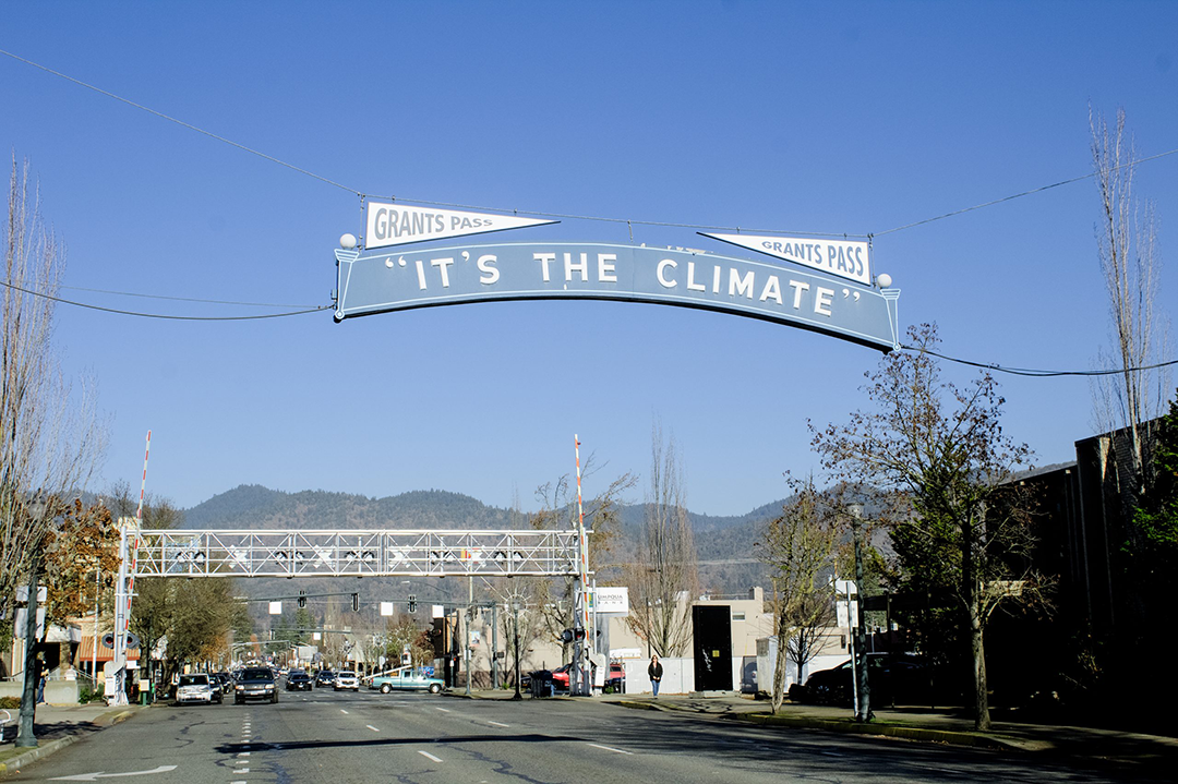 The “It’s the Climate” sign was first hung on July 20, 1920, to promote the temperate weather of Grants Pass.