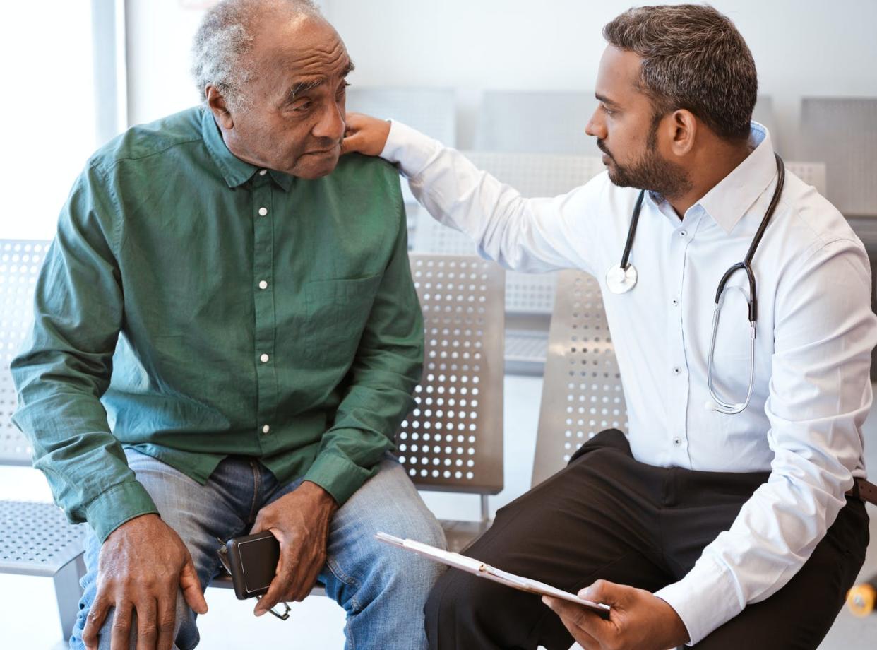 <span class="caption">Breaking down COVID-19 data into demographic groups helps scientists learn more about the virus.</span> <span class="attribution"><a class="link " href="https://www.gettyimages.com/detail/photo/doctor-consoling-sad-senior-male-patient-royalty-free-image/1136848442?adppopup=true" rel="nofollow noopener" target="_blank" data-ylk="slk:izusek via Getty Images;elm:context_link;itc:0;sec:content-canvas">izusek via Getty Images</a></span>