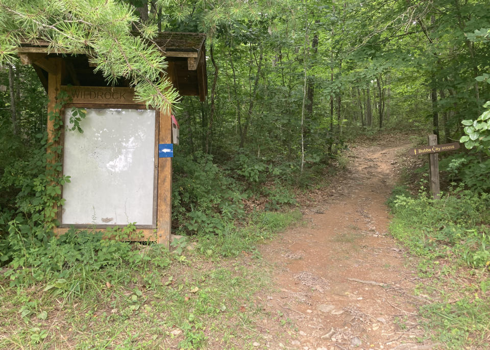 Future wag bag station site at a trailhead in New River Gorge, West Virginia. Ancestral lands of S'atsoyaha, Tutelo and Moneton.