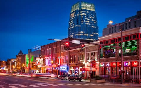 Downtown Nashville is renowned for its lively nightlife - Credit: ALAMY