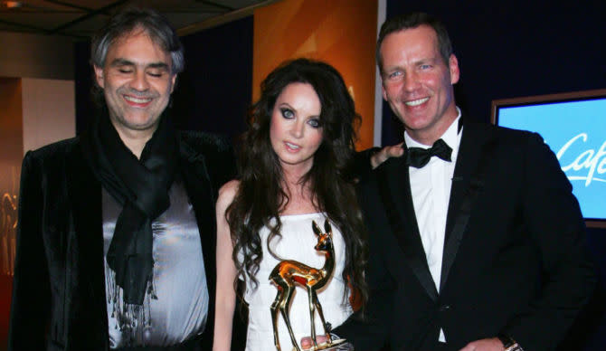 Andrea Bocelli with Sarah Brightman and Henri Maske at the Bambi Awards 2007 on November 29, 2007 in Duesseldorf, Germany.