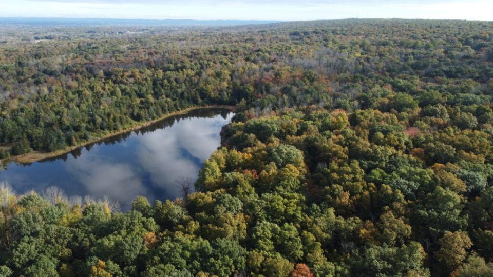 The lake at the Rainbow Hill Preserve on the border of Hillsborough and East Amwell.