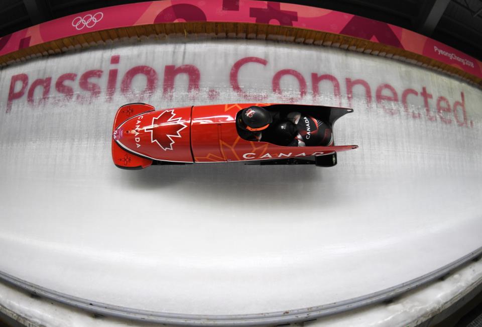 Daegwallyeong-myeon (Korea, Republic Of), 20/02/2018.- Kaillie Humphries and Phylicia George of Canada in action during the Women’s Bobsleigh competition at the Olympic Sliding Centre during the PyeongChang 2018 Olympic Games, South Korea, 20 February 2018. (Corea del Sur) EFE/EPA/VASSIL DONEV