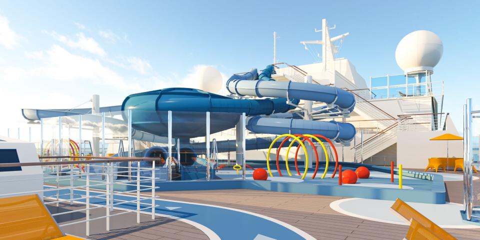 A rendering of Adora Cruises' Adora Magic City's  water park