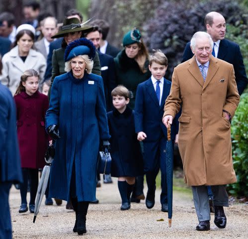 Samir Hussein/WireImage King Charles and Queen Camilla lead the royal family's walk to church on Christmas at Sandringham.