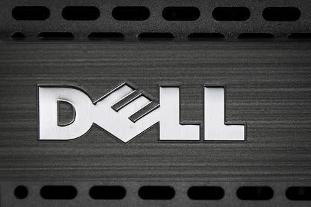 A Dell logo is pictured on the front of a computer in this photo illustration in the Manhattan borough of New York October 12, 2015. REUTERS/Carlo Allegri