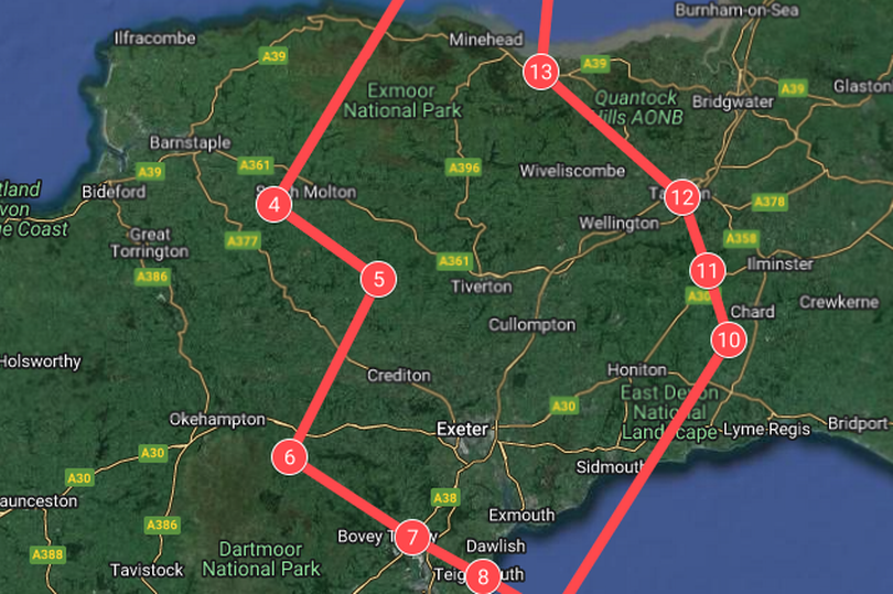 The flight path the red arrows will take on Saturday -Credit:Google Maps