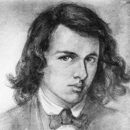 Autorretrato en lápiz de Dante Gabriel Rossetti (1847)