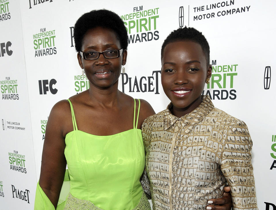 FILE - This March 1, 2014, file photo shows Dorothy Nyong'o, left, with her daughter actress Lupita Nyong'o, at the 2014 Film Independent Spirit Awards in Santa Monica, Calif. (Photo by Jordan Strauss/Invision/AP, File)