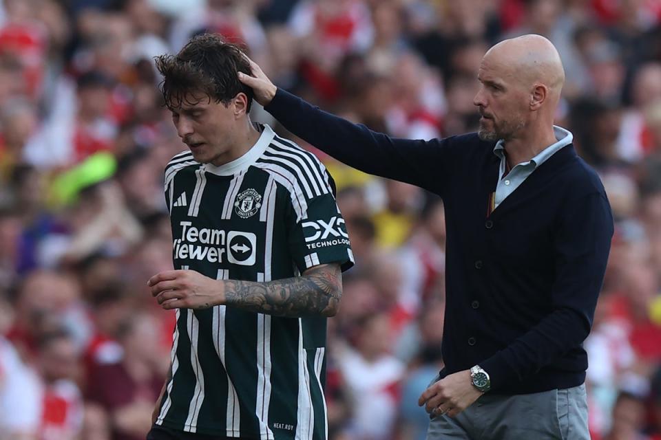 Problems mounting: Victor Lindelof also had to be taken off after dealing with illness (Manchester United via Getty Images)